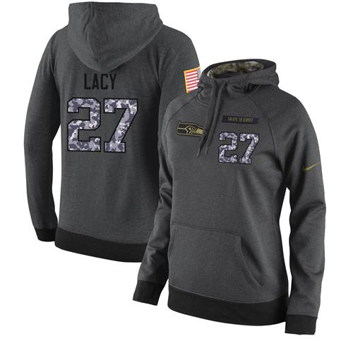 NFL Women's Nike Seattle Seahawks #27 Eddie Lacy Stitched Black Anthracite Salute to Service Player Performance Hoodie - Click Image to Close